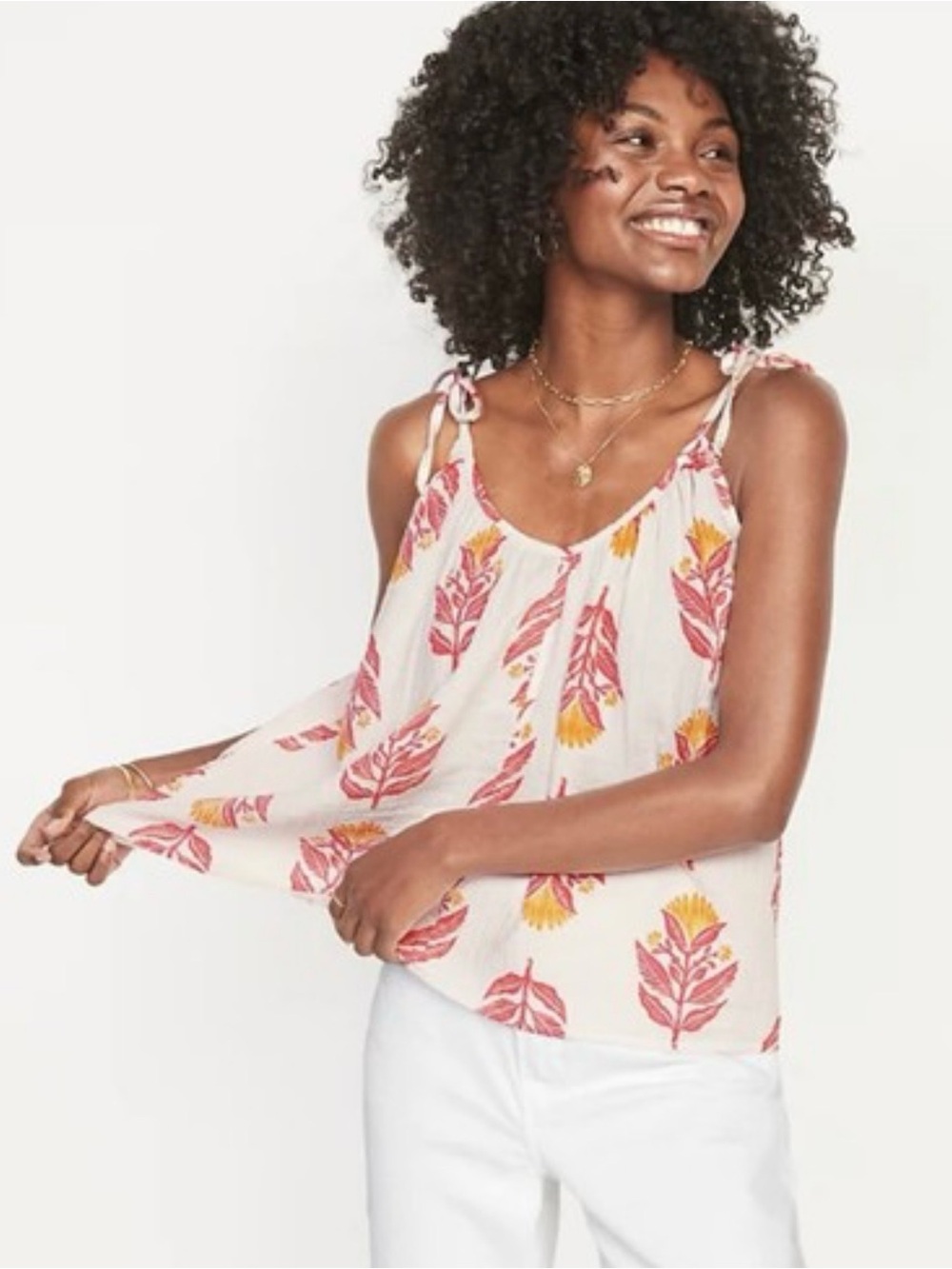 Old Navy Floral V-Neck Swing Top
